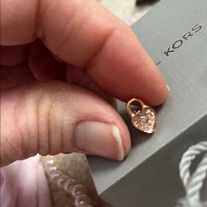 Michael Kors Pink heart locket rose Gold Stud Earrings in box with bag and cloth
